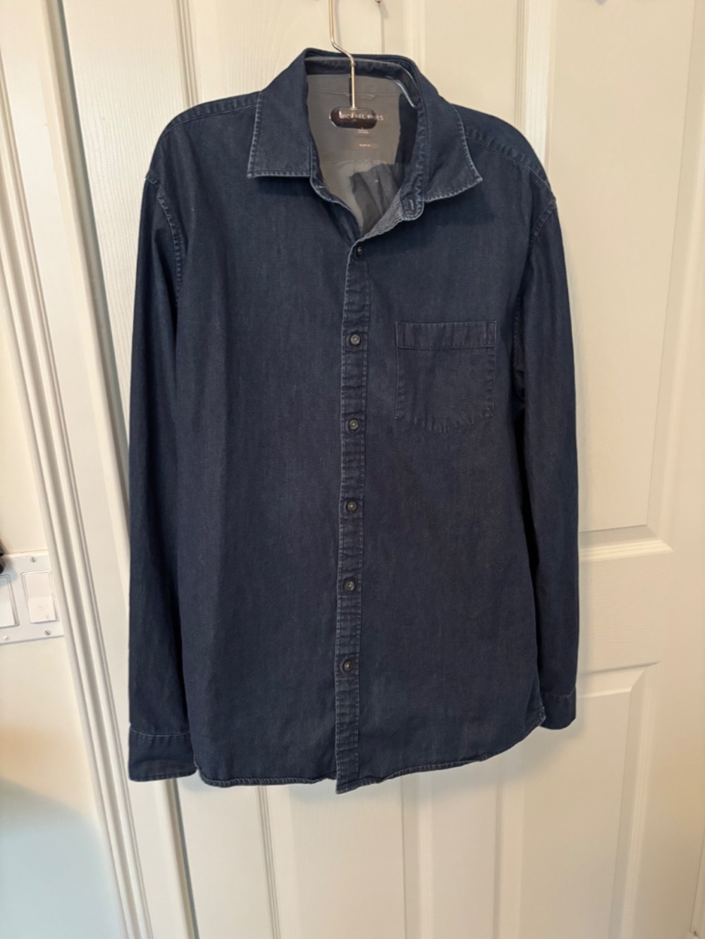 Michael Kors Long Sleeve Large Dark Blue Denim Cotton Shirt